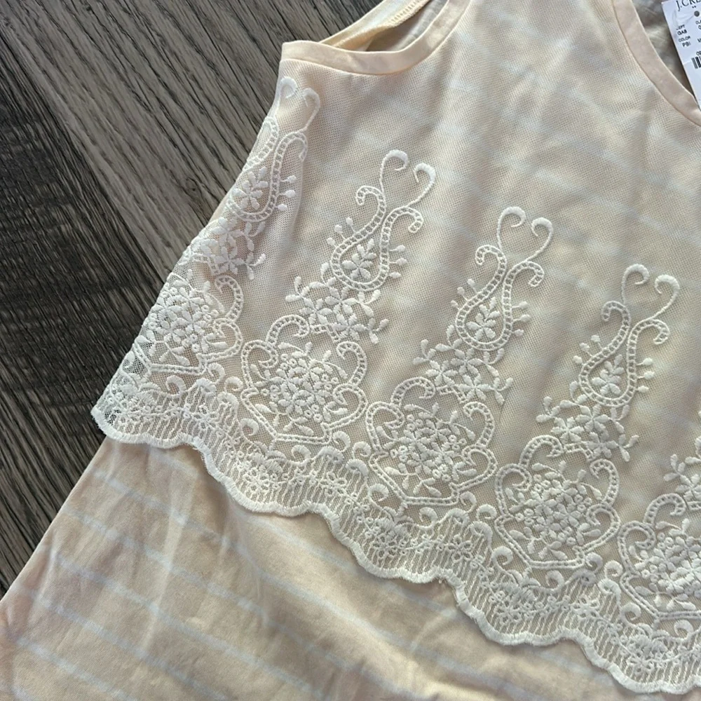 J. Crew NWT lace overlay tank top blouse‎ peach white womens size small - Picture 4 of 10